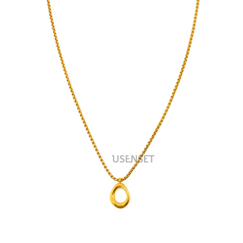 Women s French Retro Geometric Gold Plated Stainless Steel Pendant Necklace - YS105