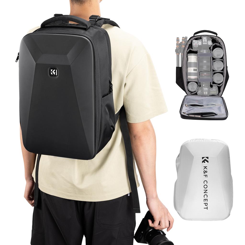 K&F CONCEPT Multifunktionell Kameraryggsäck Hardshell DSLR Kameraväska 22L Stor Kapacitet Kamera