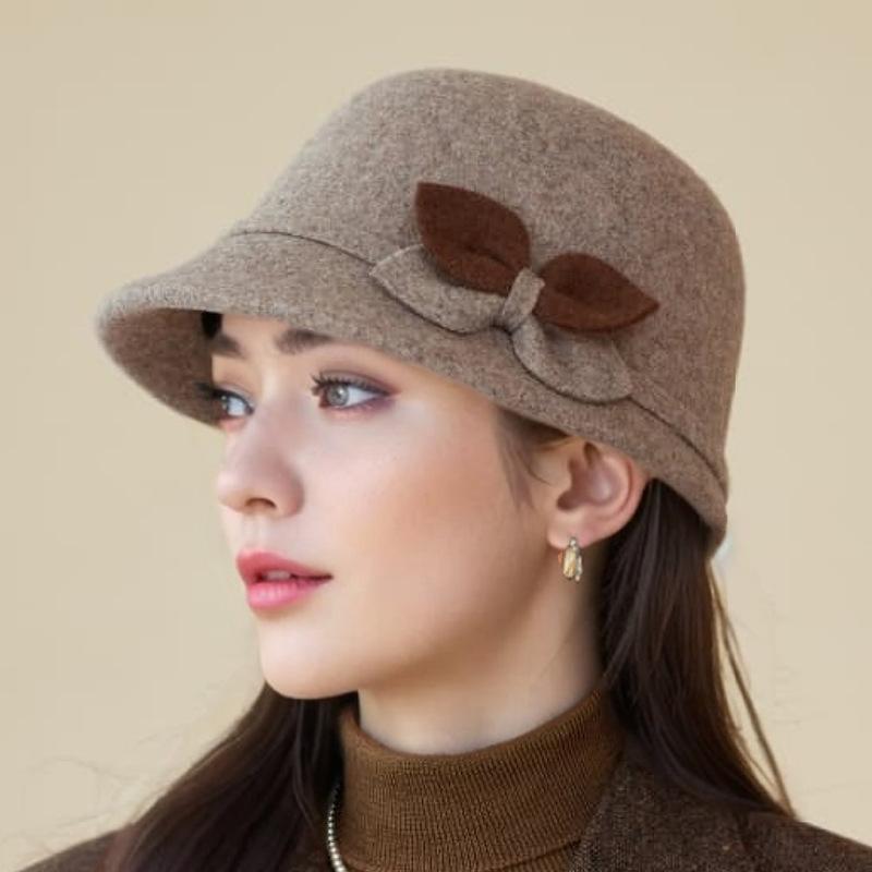 Hat Female Autumn and Winter Middle-aged and Elderly Fashion Foreign-style Wool Top Hat Thickened Thermal Basin Hat