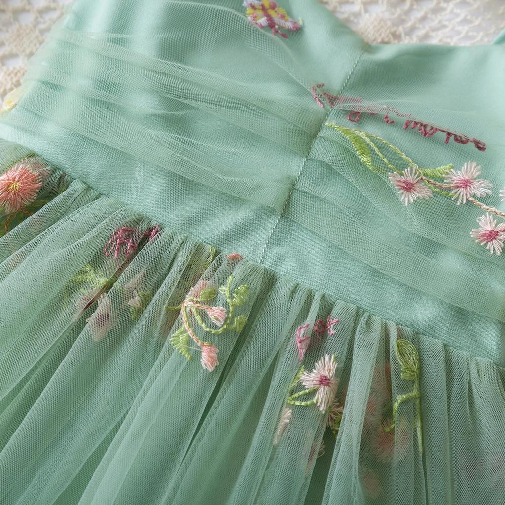 1-5Years New Baby Girls Birthday Party Evening Dresses Summer Floral Mesh Tutu Children Clothes Sweet Fairy Toddler Kids Costume