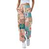 Women's Casual Patchwork Print Jogger Sweatpants with Drawstring Elastic Waist and Cuffed Leg