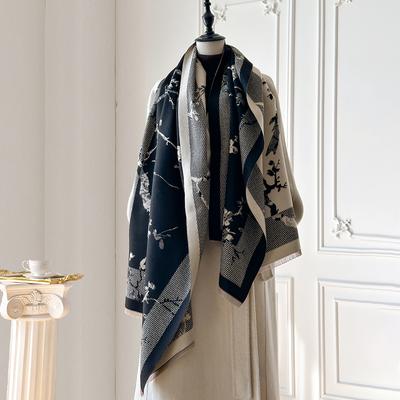 Luxury Women'S Faux Cashmere Scarf Warm Pashmina Blanket Poncho Fashion Print Thick Shawl For Autumn Winter