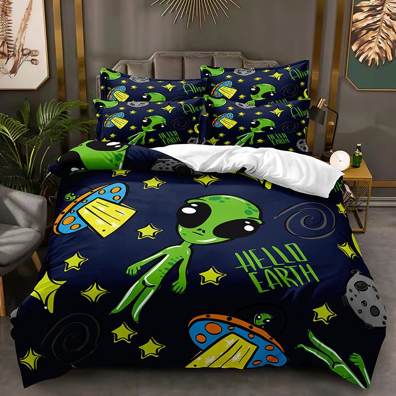 3D Space Cartoon Pattern Bedding Set Kid Boys Baby Quilt Cover Pillowcase 2/3pcs Single Double Bed Cover Gift Bed Set