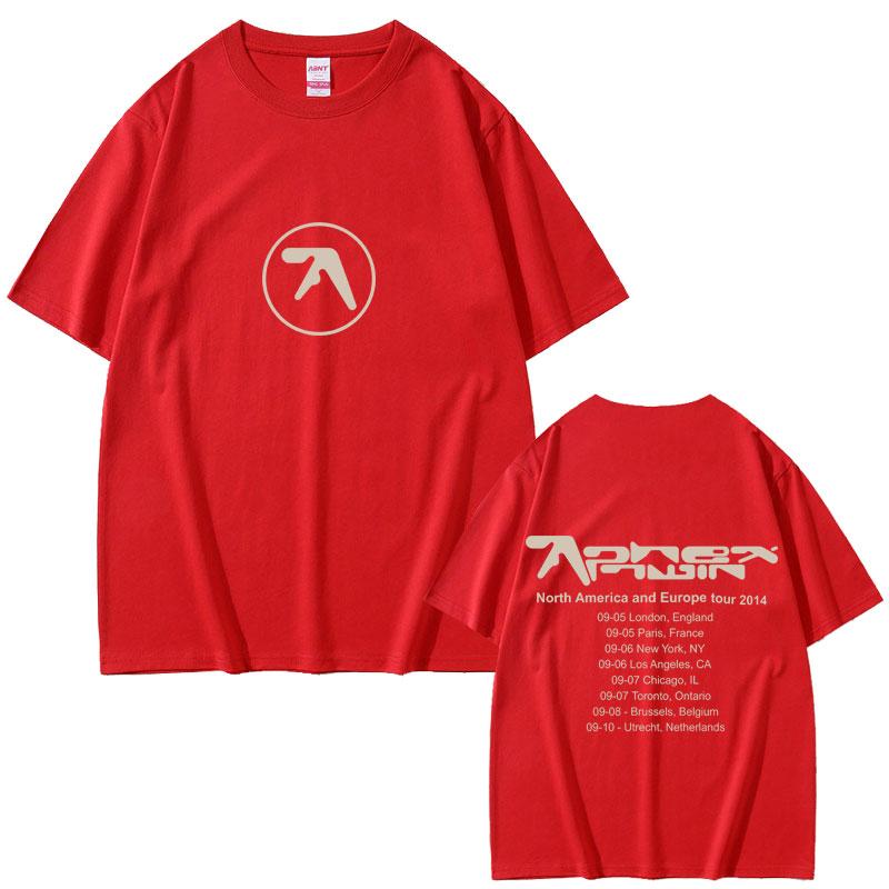 Camiseta Aphex Twin Tour 2014 Hombre Casual Algodón Vintage Camisetas Moda Hombre Manga Corta Oversize Streetwear