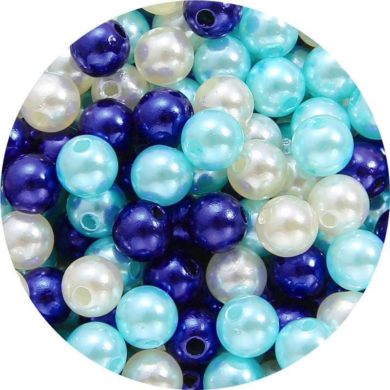 Color Abs Perforated Imitation Pearl Loose Beads Diy Hand-Woven Beaded Bracelet Homemade Jewelry Material