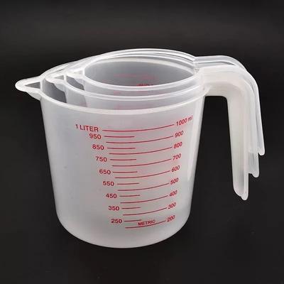 3 stücke Backflüssigkeit Messbecher PVC Skala Tasse Kunststoff Messvolumen Becher Küche Backen Werkzeuge 250/500/1000ml