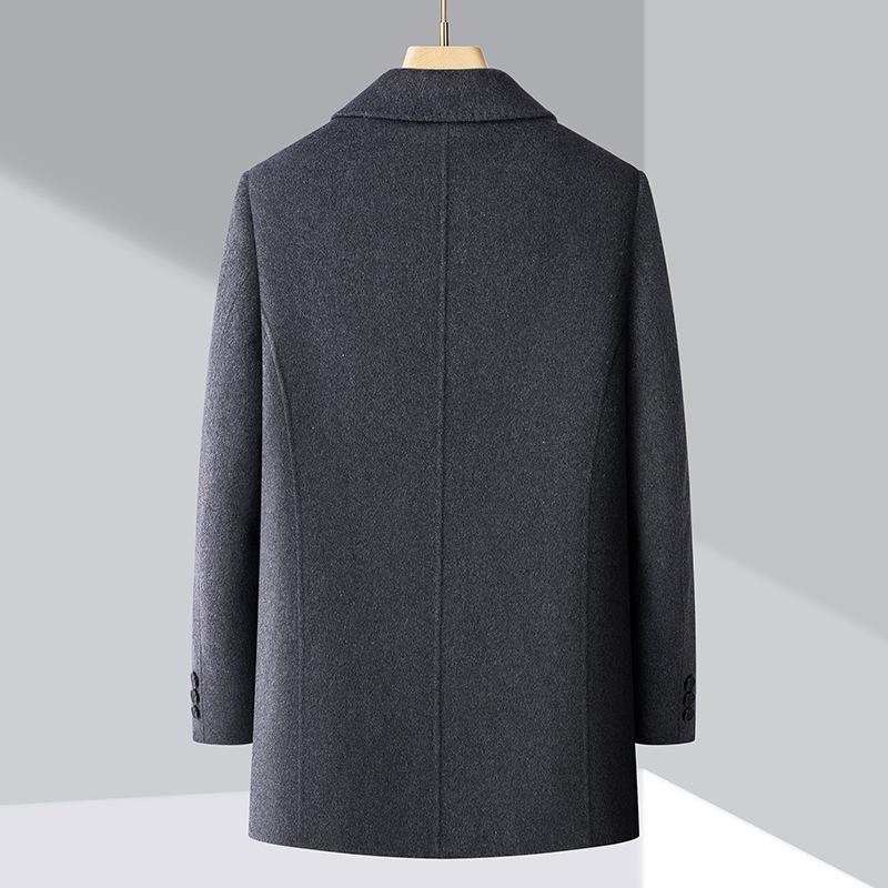 Double-sided woolen woolen coat men's large size mid-length winter removable down-lined cashmere lapel coat
