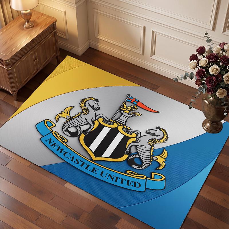 Tappeto in Velluto di Cristallo con Stampa di Calcio del Newcastle United, Comodo Assorbente d'Acqua Antiscivolo Tappeto per Pavimento Interno