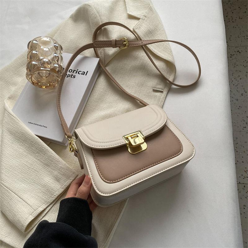 This Year's Popular Fashion Contrasting Color Small Square Bag Women's New High-end Messenger Bag Popular Versatile Shoulder Bag