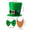 3Pcs Patrick's Day Ensemble Including Top Hat Bows Tie And Mustache Accessories For Group Celebrations