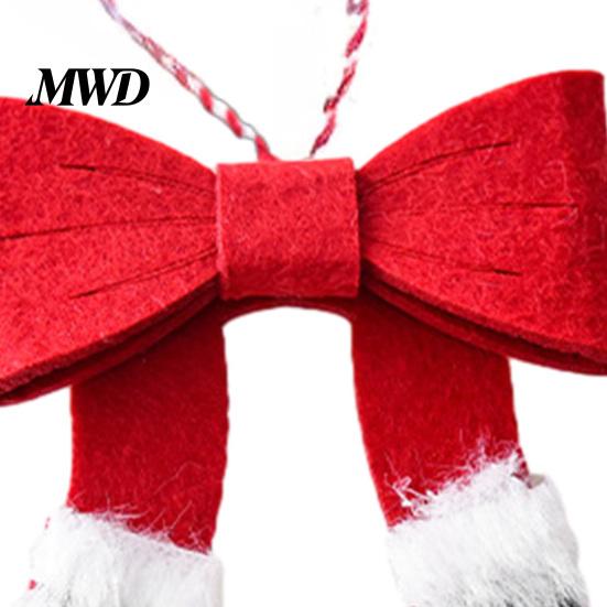 Indoor Tree Hanging Decor Christmas Bow Ornament, Red Green Boot Bowknot Pendant, Xmas Festive Window Handle Felt Decoration for Holiday Home