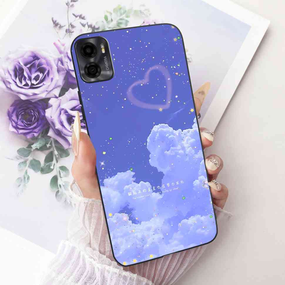 For Motorola Moto E22s 4G 6.5" Case Colorful Flower Cartoon Dragon Silicone TPU Black Cover For MOTO E22s E 22S 4G Phone Shell
