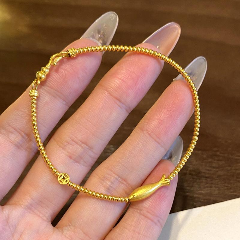 

Hot Selling Small Yellow Croaker Bracelet Fashion Luxury Autumn and Winter Versatile Golden Ball Beads Bracelet жёлтый