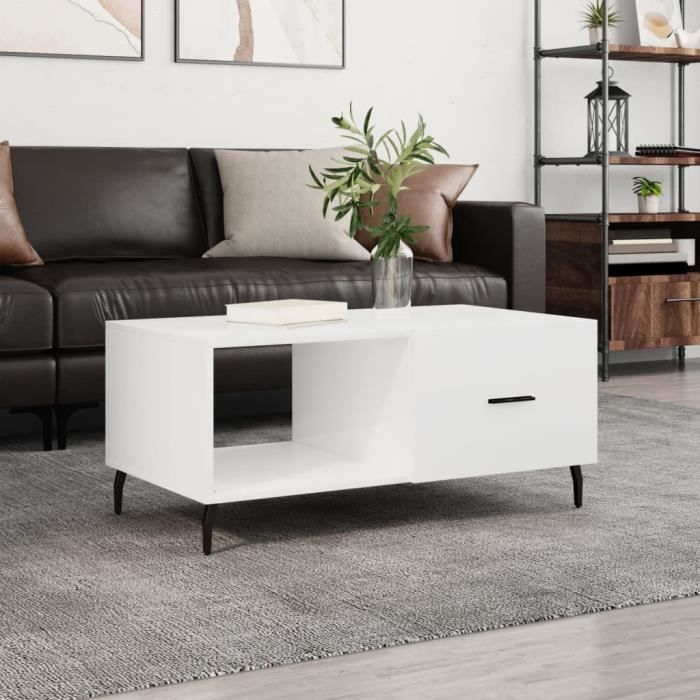 VidaXL Table basse Blanc brillant 90x50x40 cm Bois d'ingénierie 829230