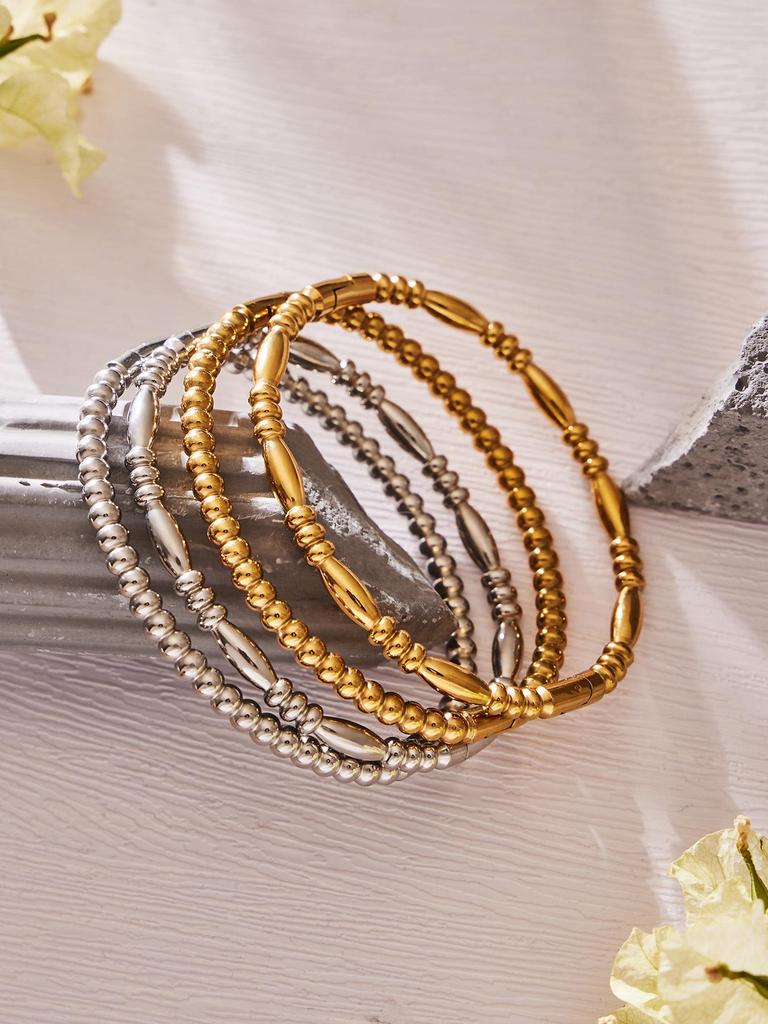 European & American Fashion Seashell Pearl Zircon Gold Bead Bracelet - Stainless Steel Light Luxury Women's Hand Jewelry
