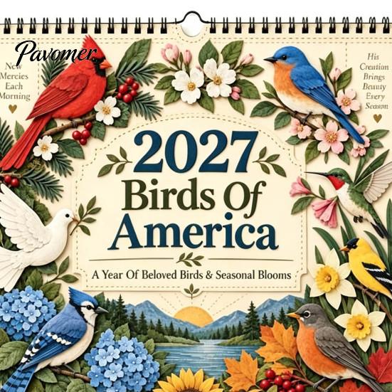 Minimalist Wall Decor 2027 Bird Calendar, Beautiful Birds & Nature Monthly Planner Professional Event Tracker with Coil Binding, Thick Art Paper