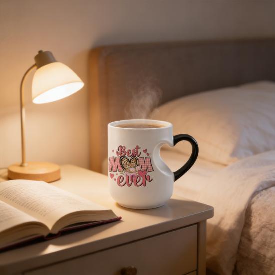 Color Changing Coffee Mug Best Mom Ever Heat-Sensitive Ceramic Cup Reveals Hidden Heart Design Unique Mother's Day Gift for Mom Grandma