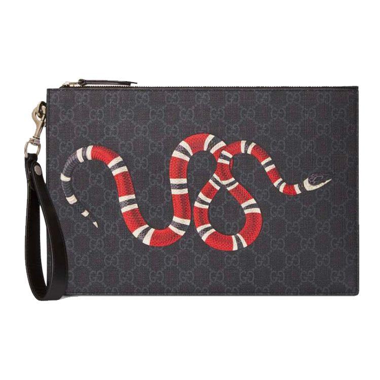 

Gucci Coral Snake Print Logo Canvas Clutch Men clutch Black 473904-GZN1N-1058 Basic Set (Bag+Dust Bag)