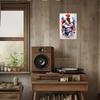 2D Flat, 1pc Vintage French Rugby Metal Wall Art Sign - 8x12 Inch Iron Rooster In France Jersey with Graffiti Background
