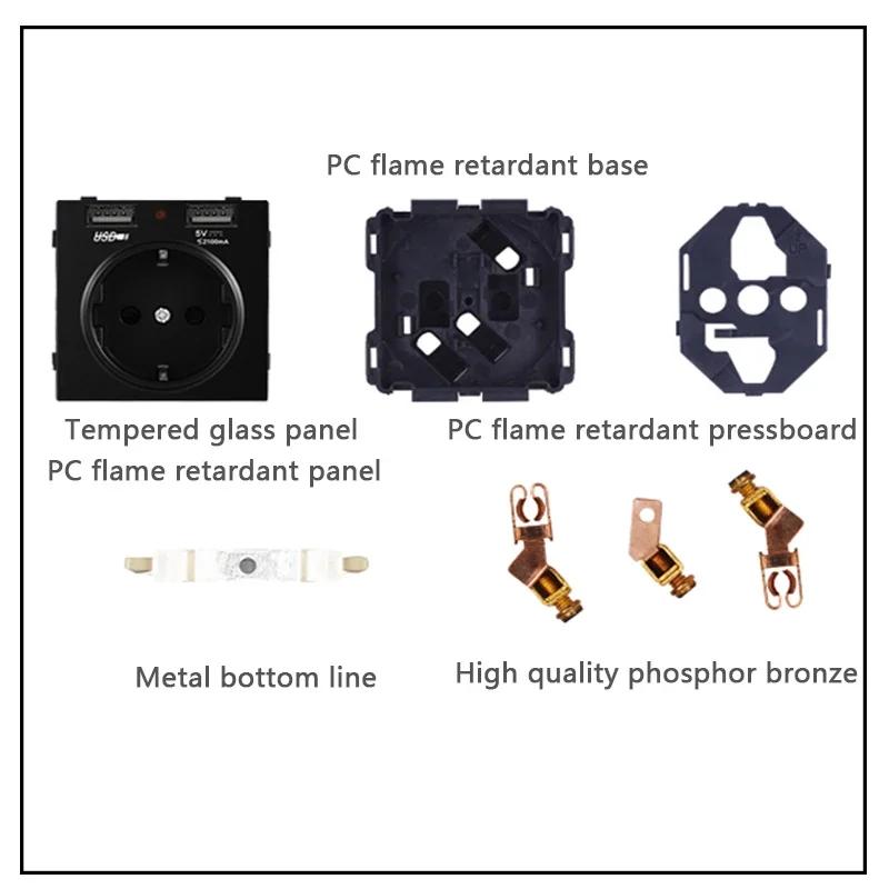 Toma de corriente USB dual de pared DepoGuye de 2,1 A, para dormitorio, 16 A, panel de PC, compatible con España, Rusia y la UE.