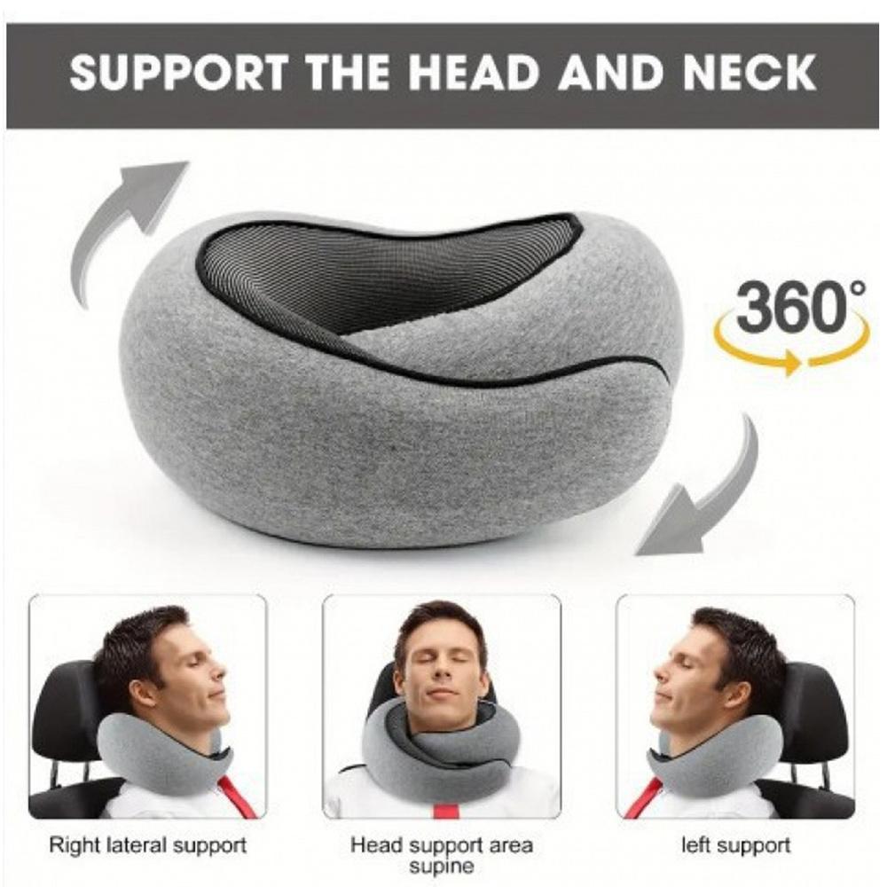 Memory Foam Nackkudde Nackkota Resor Bärbar Middagspaus Flygplan U Typ av kudde Sömn Camping Kudde Bärväska