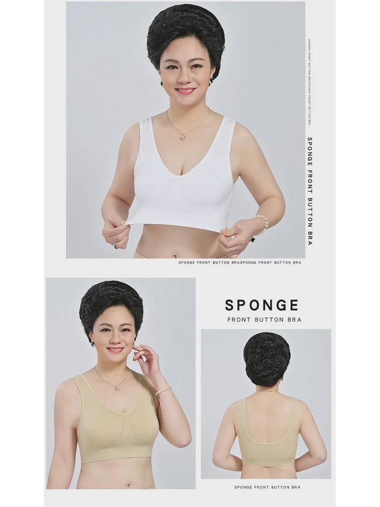 Mom’s Vest-Style Cotton Bra: No Underwire, Large Size, Ideal for Middle-Aged & Elderly Women, Sports Design, Supportive & Comfortable Fit.