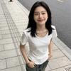 Women's Slim Fit Pure Cotton White Short-Sleeve T-Shirt - Round Neck, Versatile Basic Summer Top