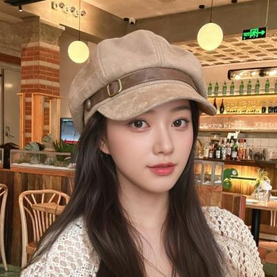 Autumn and Winter New Style Suede Retro Beret Women's Korean Style Old Fashion Temperament Fashionable Face Small Octagonal Hat