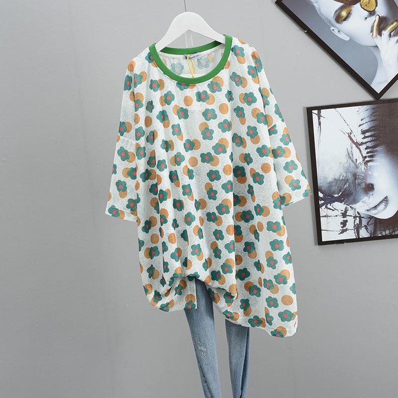 

Футболка с коротким рукавом для женщин, летняя, свободная, модная, с цветными блоками, средняя или длинная, летний топ с коротким рукавом 2XL зелёный