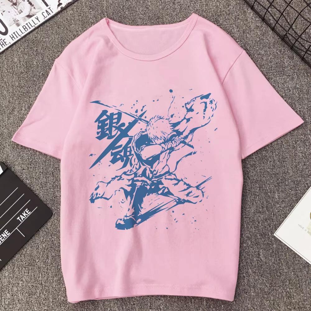 Gintama Samurai Gintoki Washed Cotton T‑shirt Unisex Teen Gothic Vintage Korean Fashion Short Sleeve Streetwear Casual Tops