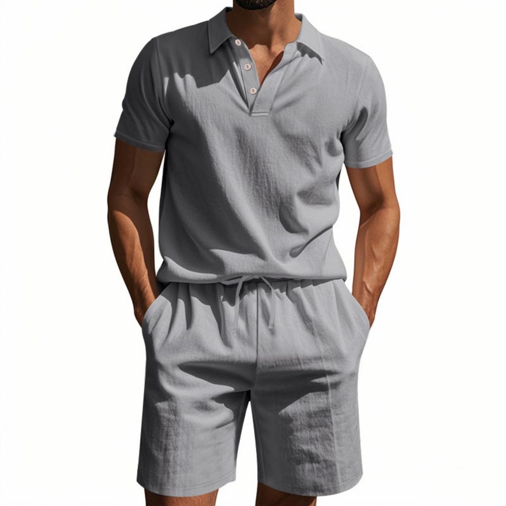 Men's 2 Pieces Linen Set Summer Beach Outfits Casual Short Sleeve Shirts And  Vacation Shorts