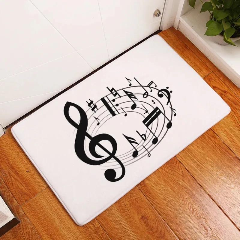 Musical Piano Note Print Mat Hallway Doormats Non Slip Kitchen Bath Floor Rug Entrance Washable Carpet Home Bedroom Decoration