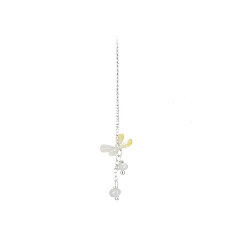 Flower Pearl Fringed Ear Line Removable Pink And White Small Flower Ear Chain Female Korean Version Internet Celebrity Dopamine Series Earrings