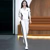 2025 Trendy Slimming Stand-up Collar Sweatshirt & Wide-leg Pants Set for Women - Casual Spring/Autumn Sportswear
