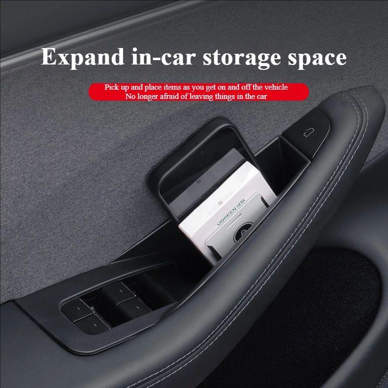 For Tesla Model 3 Y YL Juniper Highland 2020-2026 Door Handle Storage Box Inner Handle All-inclusive Organizer Container Tray