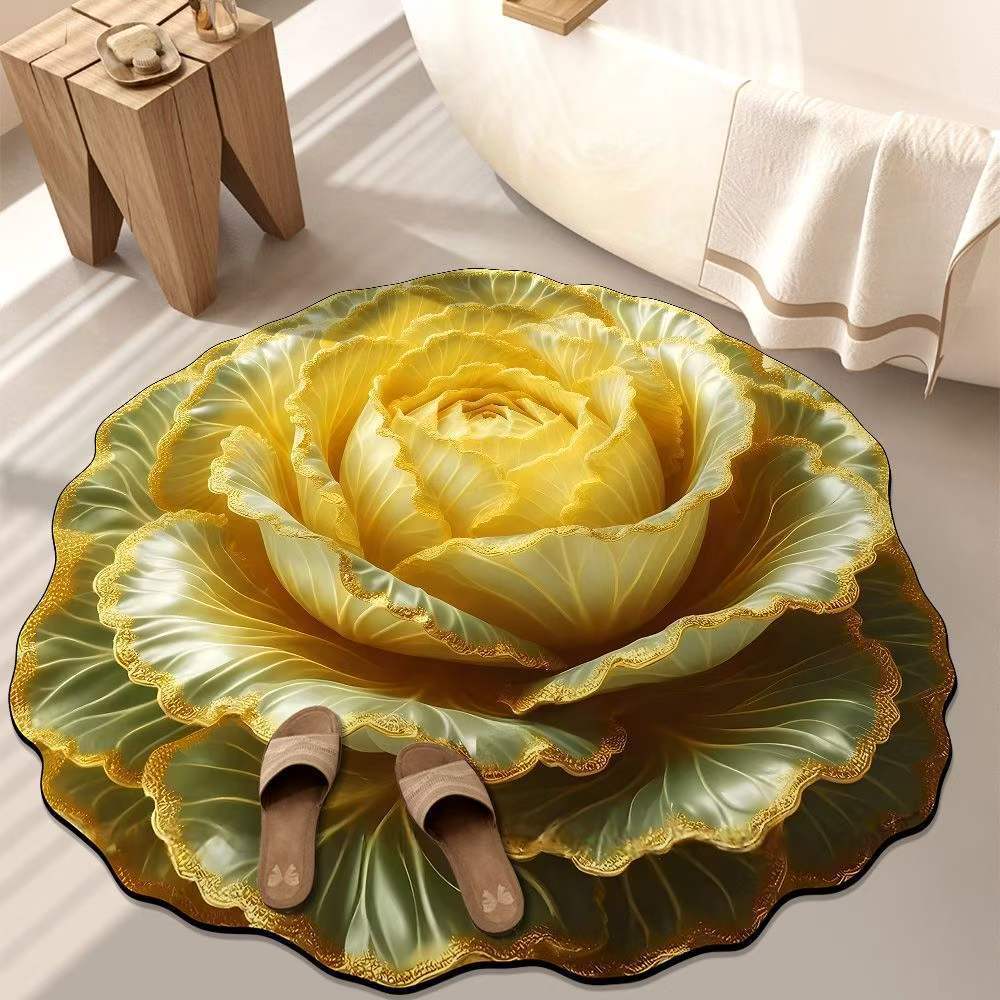 3D Große Blume Spezielle Form Kristall Samt Bodenmatte, Wohnzimmer Couchtisch Bodenmatte, Dekorative Schlafzimmer Nachttisch Decke, Rutschfester Bereich