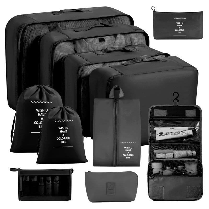Eight-Piece Waterproof Travel Storage Bag Set for Business Trips - Large Capacity