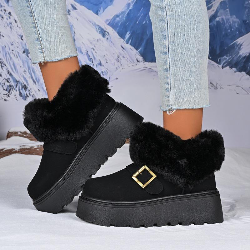 Große Größe Dicksohlige Schneestiefel für Damen Herbst und Winter neu gefüttert und verdickt lässig vielseitig kurzer Schaft Wolle Baumwollschuhe