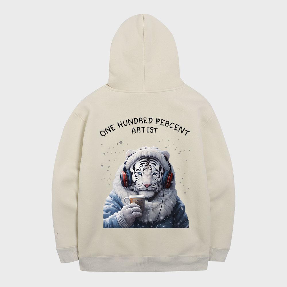 Ohp X Harmonia Snow-Catching White Tiger Fleece Hoodie