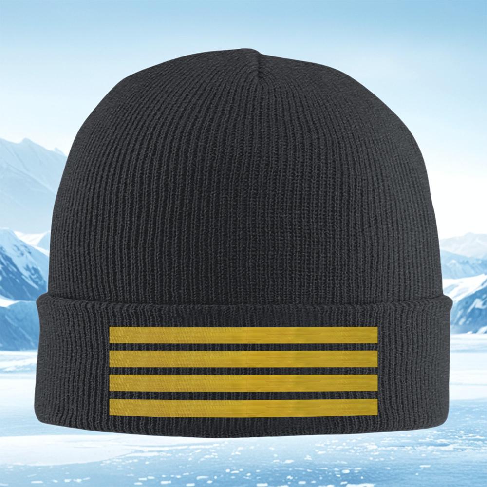 Striped Textured Golden Design Men Women Unisex Knitted Hat Beanie Pullover Cap Winter Thermal Warm Christmas Outdoor Cycling Hi
