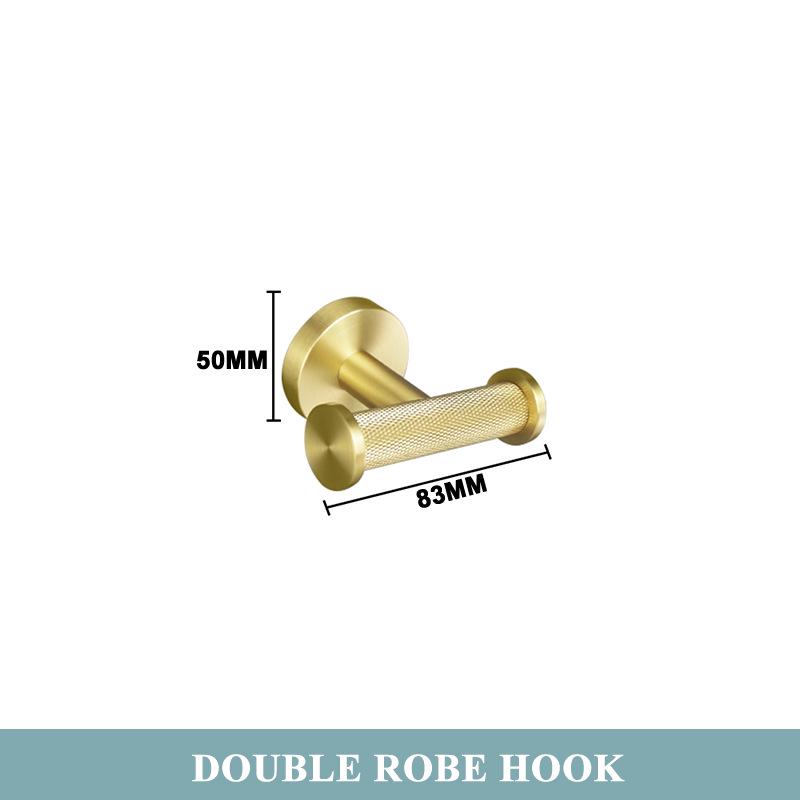 Brushed Gold 304 Stainless Steel Bathroom Set: Knurled Towel Rack, Towel Bar, Paper Holder, and Coat Hook