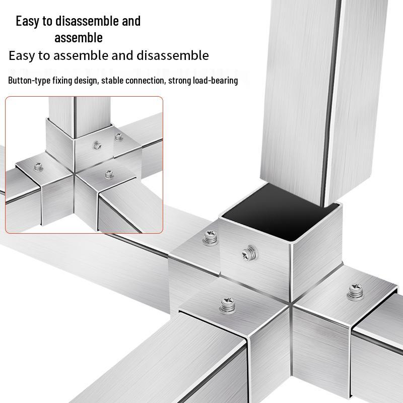 Stainless Steel Four-Way Tee Connector for Square Tubes - Weld-Free Fastener