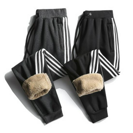 Men's Slim Fit Fleece Lined Winter Sports Sweatpants with Cuffs - Thickened Lambswool for Warmth