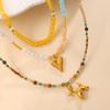 Natural Stone Beaded Collarbone Chain Gentle Temperament Crystal Color Matching Love Puppy Pendant Stacked Necklace
