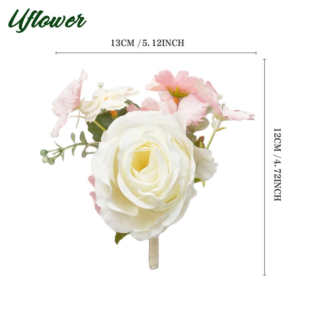 Uflower Groom Groomsmen Guest Boutonniere Set, Artificial Flowers for Wedding, Prom, Homecoming,Anniversary, Graduation