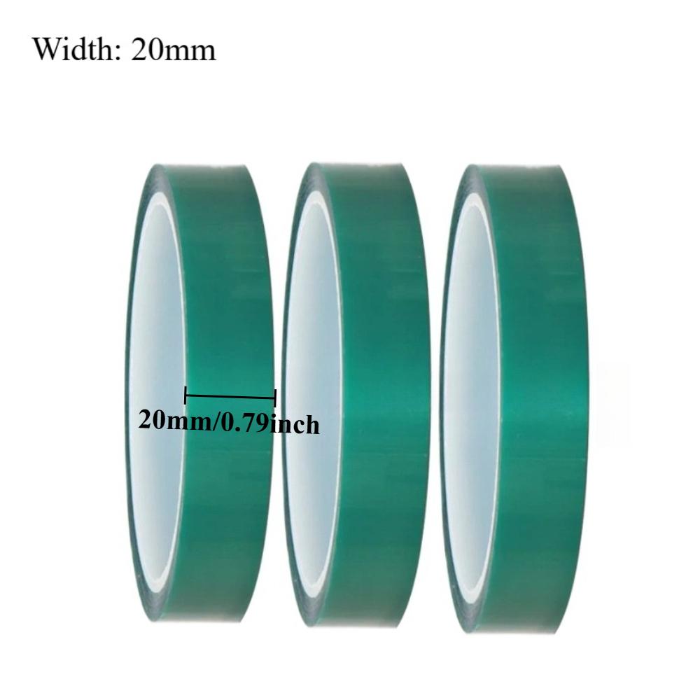 3 Rolls Green PET Film Tape Multiple Widths Heat-Resistant Masking Shielding PCB Solder Plating Insulation Protection Tape