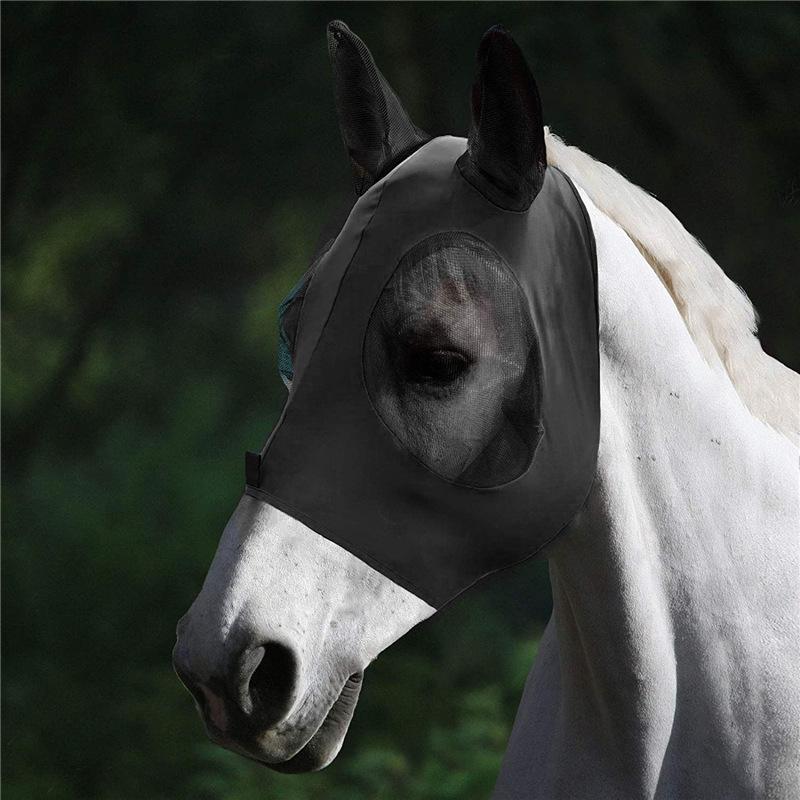 1Pc Anti-Fly Mesh Equine Mask Horse Mask Stretch Bug Eye Horse Fly Mask With Covered Ears Horse Fly Mask Long Nose With Ears