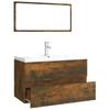 Bathroom Furniture Set Smoked Oak Wood Based Material