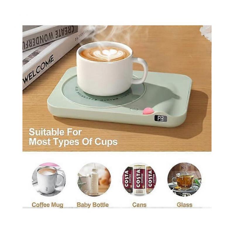 Coffee cup warmer with three-level temperature control, waterproof tempered glass honeycomb ventilation, electric coffee heater