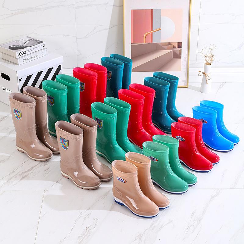 New Pvc Adult Tall Rain Shoes for Women, Wearing Non-slip and Waterproof Thick-soled Rain Boots for Women